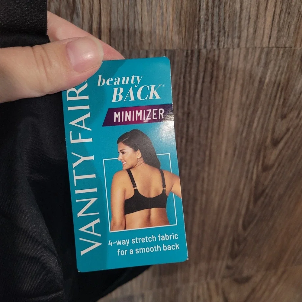 Vanity Fair Beauty Back Full Minimizer Bra Size 42G Black Stretch Lace Detail